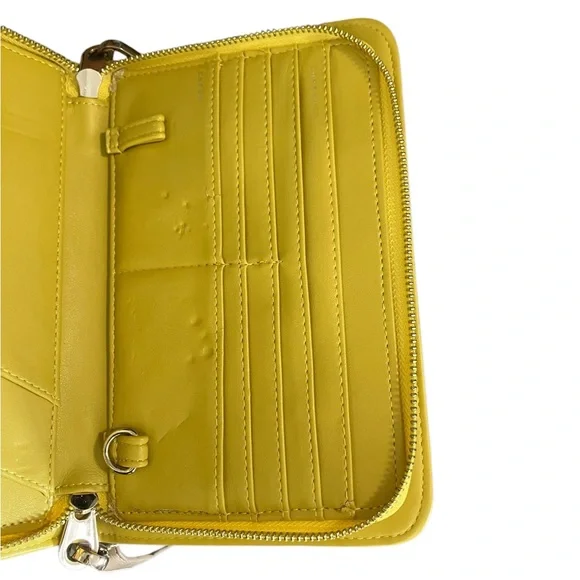 Calpak Travel Croc Wallet Sand and Yellow Handle Adjustable Shoulder Strap
